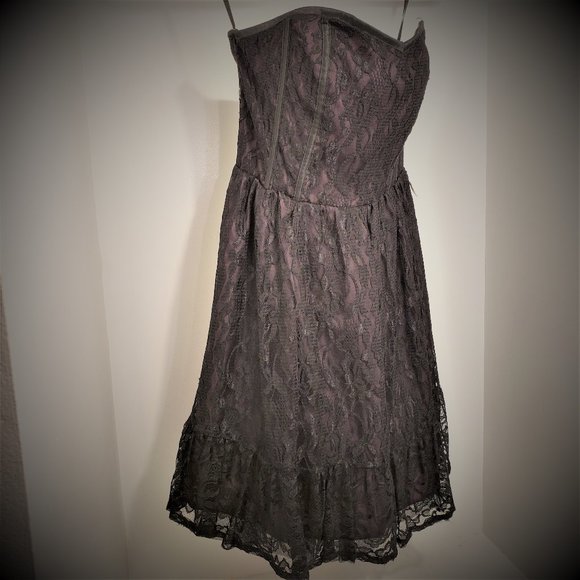 Corset H&M strapless dress plum lace black sheer like new best piece - Picture 2 of 7